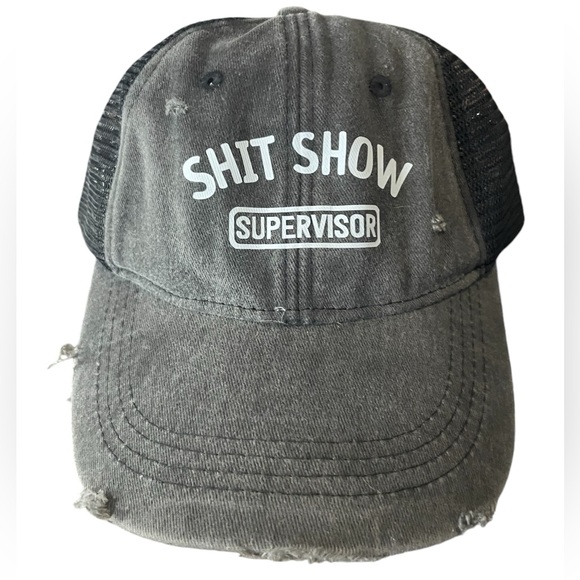 LAST NWT Sh*t Show Supervisor adjustable distressed baseball cap w/ Mesh Backing - Picture 1 of 2